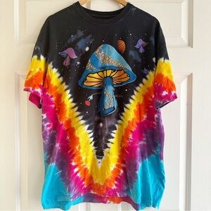 Liquid Blue Trippy Magic Mushrooms Space Astronaut Tie Dye‎ T Shirt XL